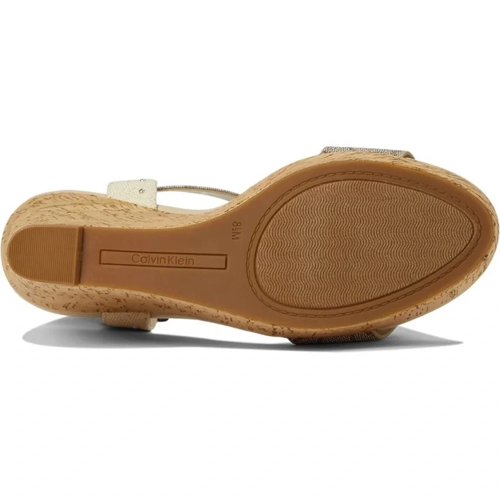 Brand New‎ Calvin Klein Karmona Sandals Natural Wedges. Size 8.5B